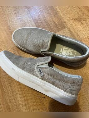 Vans Slip-On Sneakers in Taupe with White Soles
